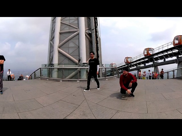 VR 360 Break Dancers on top of Guanzhou Tower in China (8K 360 VR Pilot Era)