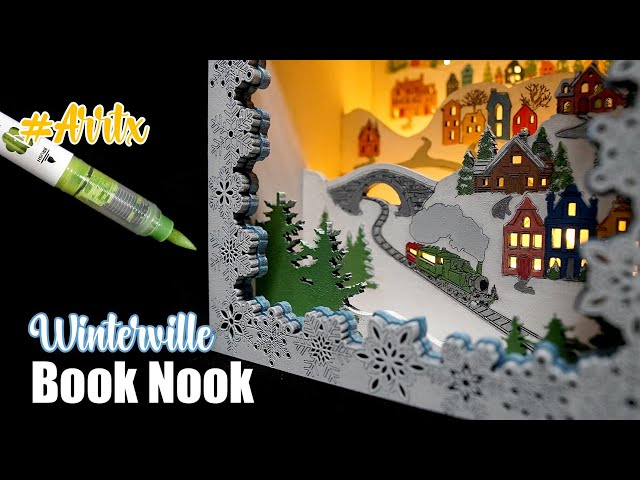 Using Arrtx Acrylic Markers on a Winter Village Book Nook