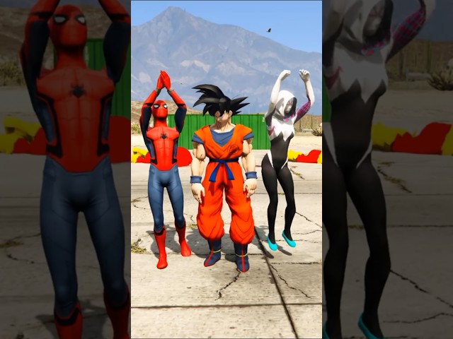 GOKU 💥 SAVES SPIDERMAN & GWEN STACY FROM RED MONSTERS! #shorts #spiderman #goku #gwenstacy