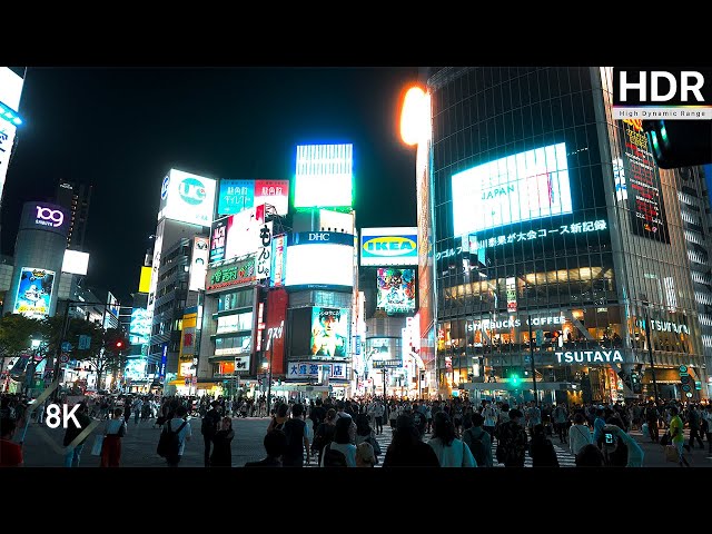 【8K HDR】Walking from SHINJUKU to SHIBUYA in nighttime IMMERSED