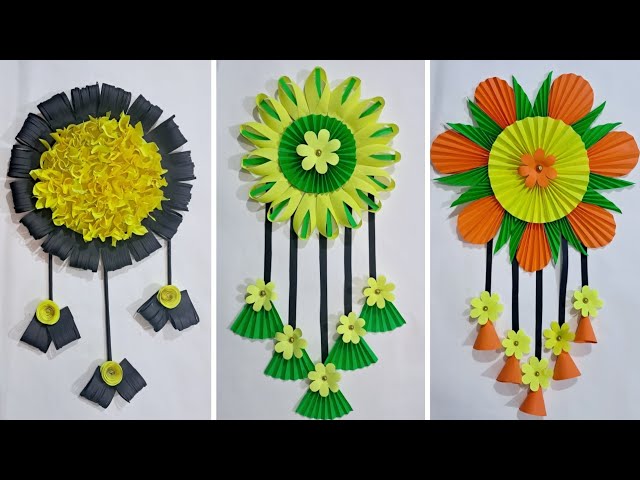 3 Easy beautiful black yellow - green yellow - orange green yellow flower papercraft wallhanging