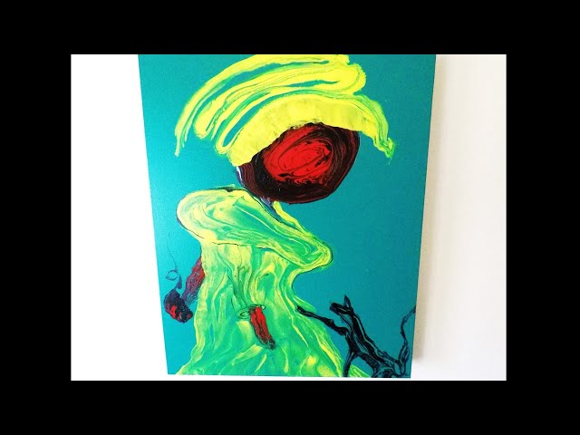 Expressionism - Cat and the String / Acrylic Fluid Art Painting