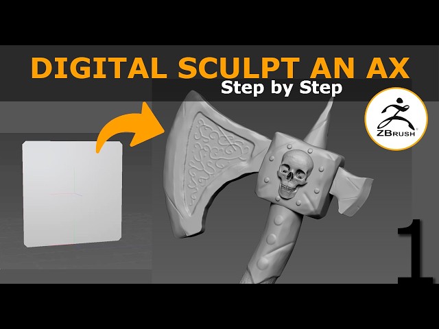 🪓 Digital Sculpting an Ax in ZBrush | Step-by-Step Battle Ax Tutorial (1/2)