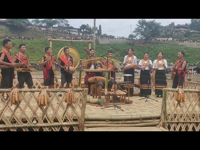 Konyak indigenous band perform in Lao ong mo