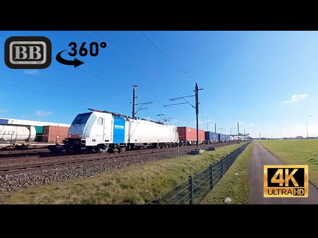 186 Traxx (Railpool) container train to the port of Rotterdam (360º-video)