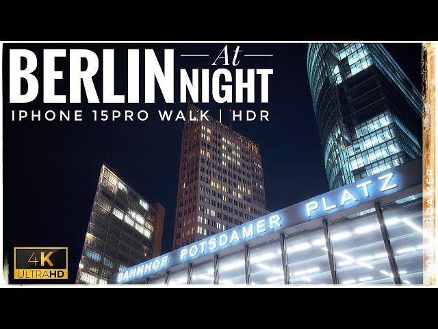 BERLIN, Germany - Night Walking Tour | iPhone 15 Pro in 4K HDR | Travel Guide in City Center