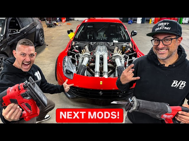 CUTTING UP 1,300 WHP TWIN TURBO FERRARI F12 HOOD!