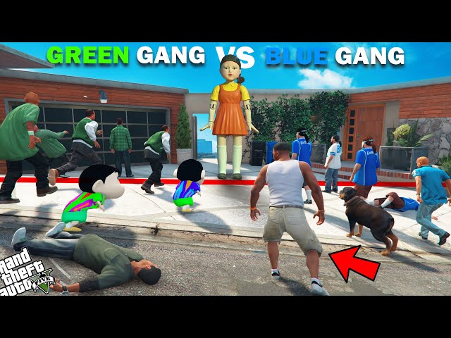 Franklin Blue Gang VS Shinchan Green Gang Squid Game Challenge In GTA 5!