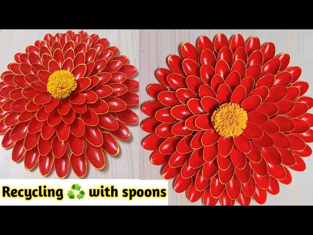 ♻️Recycling wall hanging craft using plastic spoons || DIY home decoration ideas @ThePamyCreation