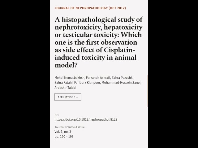 A histopathological study of nephrotoxicity, hepatoxicity or testicular toxicity: Whi... | RTCL.TV