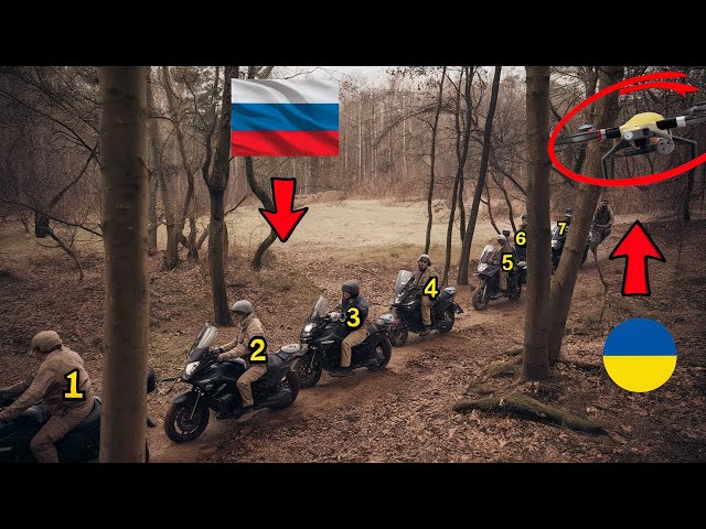 Russian Soldiers on Motorcycles shot down by Ukrainian drone