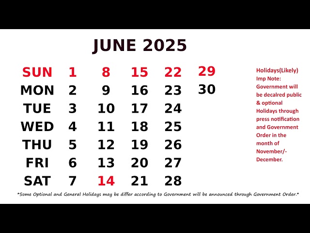 Calendar June 2025