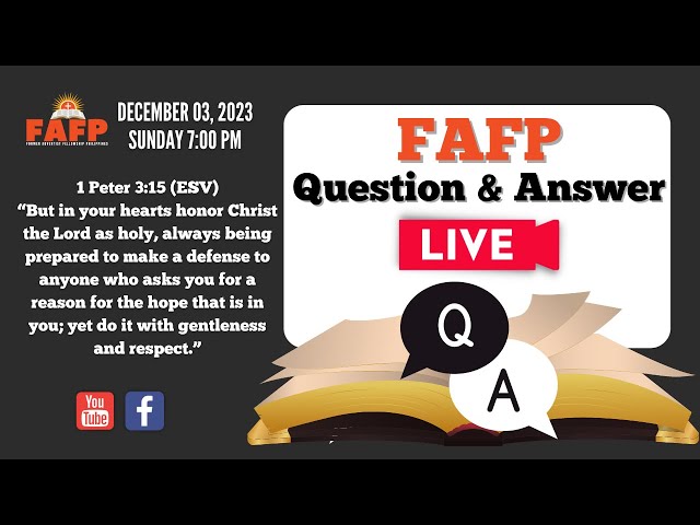 FAFP Live Q&A | December 3, 2023 | 7:00 pm