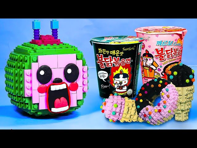 LEGO In Real Life : Cocomelon Eating Black Pink Food || Stop Motion Mukbang Animation ASMR