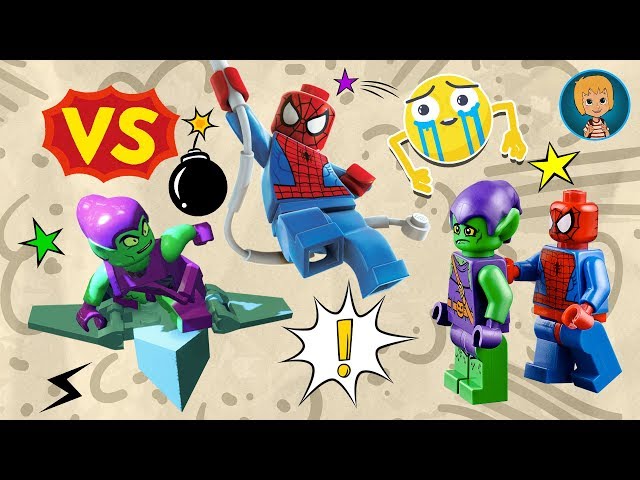 Lego Green Goblin vs Spider-man - Gertit's Pretend Play with Lego Mighty Micros Superheroes