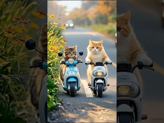 Cat cycle chalate hue #ai #cat#catlover#cartoon#rabbit#Hmminds#poorcat#catvideo l@Ak.akashpatelup