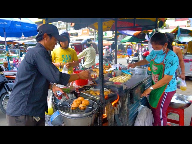 Amazing Hard Working Old family Selling Chinese Steam Pork Bun&Chinese Long Donut, Cambodian Street