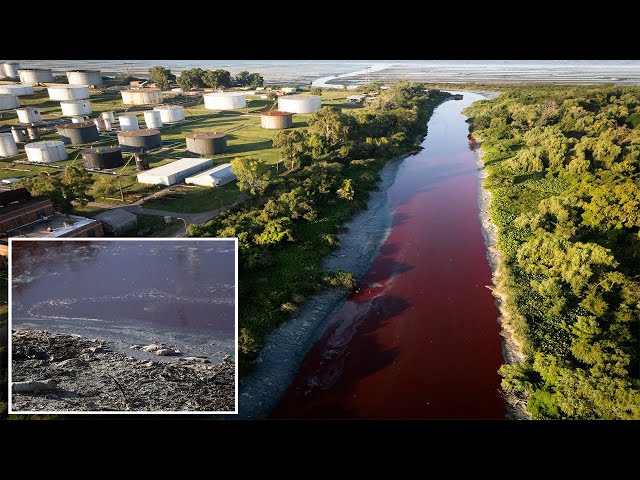 Argentina canal mysteriously turns bright red, looks like it’s ‘covered in blood’