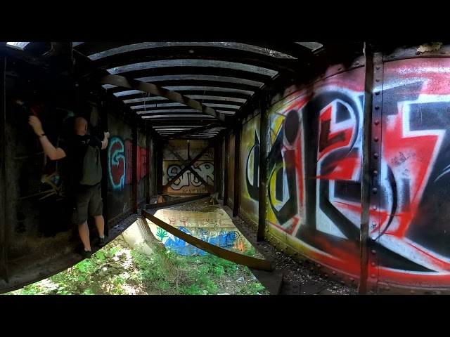 Walking under the Katy RR train bridge in Round Rock, TX