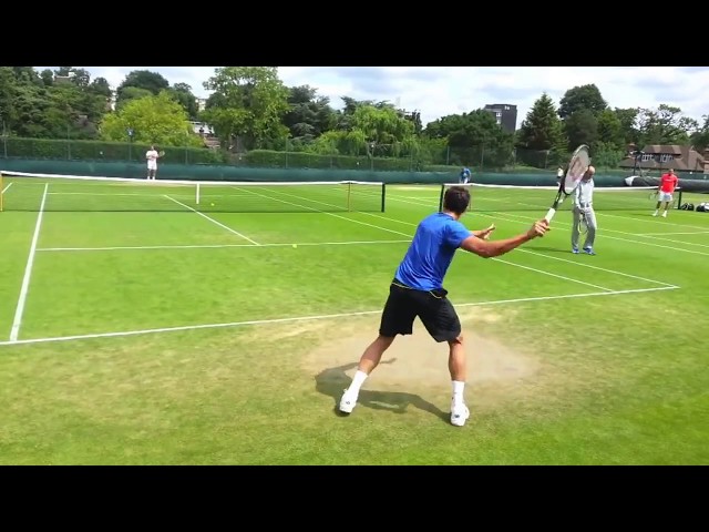 Milos Raonic practice with Richard Gasquet at Wimbledon