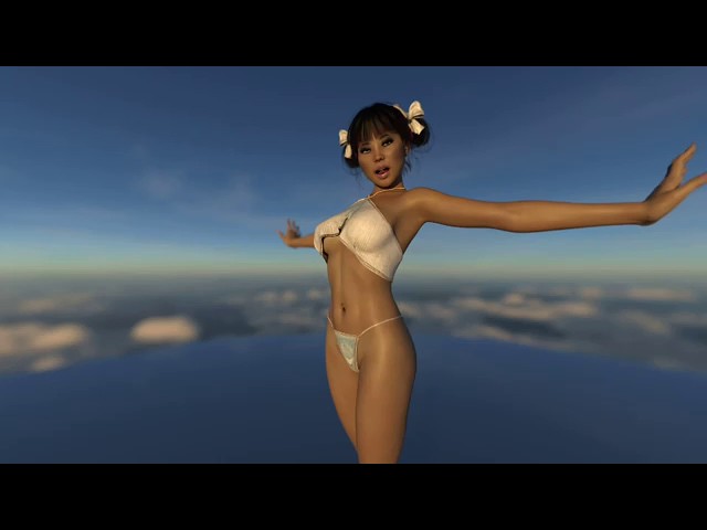 Action In The Clouds (CGI Ray-Traced Bikini Woman Slides)