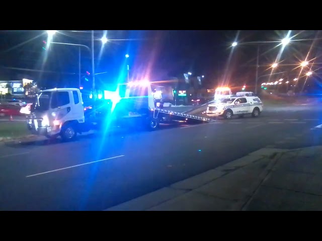 # police accident, van on a tow truck, Melbourne, Vic, Australia.