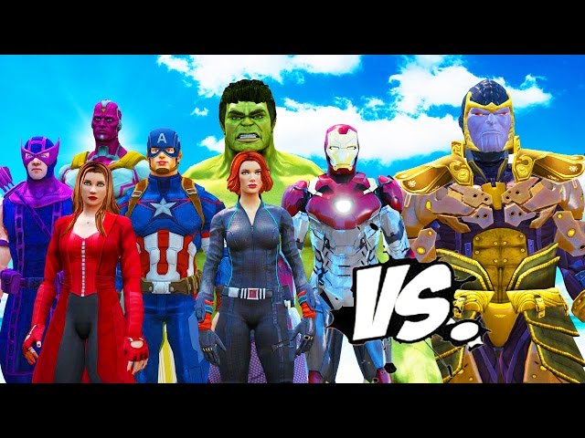 THE AVENGERS VS THANOS - HULK, IRON MAN, CAPTAIN AMERICA, THOR, BLACK WIDOW, HAWKEYE VS THANOS