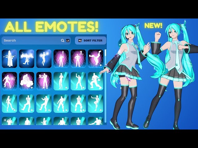 HATSUNE MIKU SKIN Showcase On 300+ Fortnite Dances And Emotes