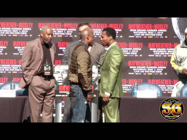 Floyd Mayweather & Shane Mosley aggressive face off at press conference, Manny Pacquiao next?