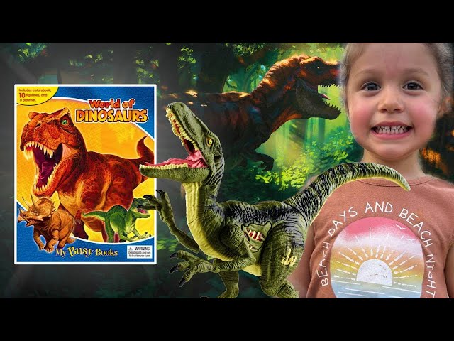 🦕Harmony and Daddy READ BOOK ABOUT DINOSAURS WITH TOYS🦖 BEDTIME STORY!!