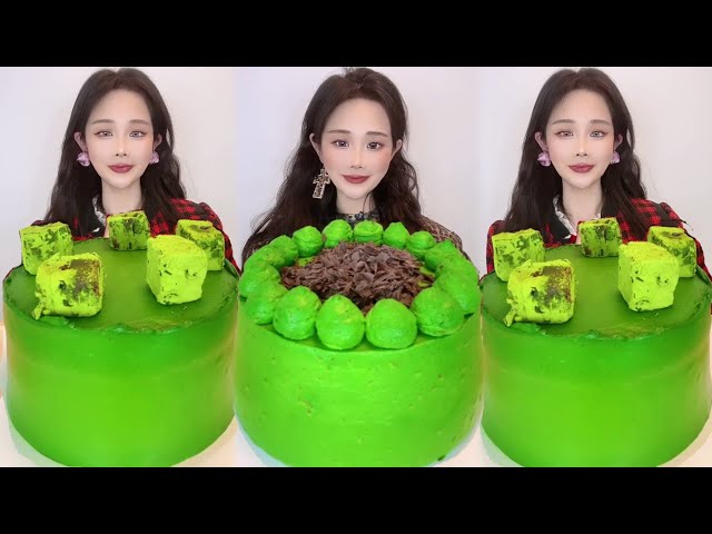 Asmr🍰Eating Matcha Cream Cake🍰 (Soft And Waxy Sound) 크림丨먹방丨Mukbang丨Satisfying丨Eatings