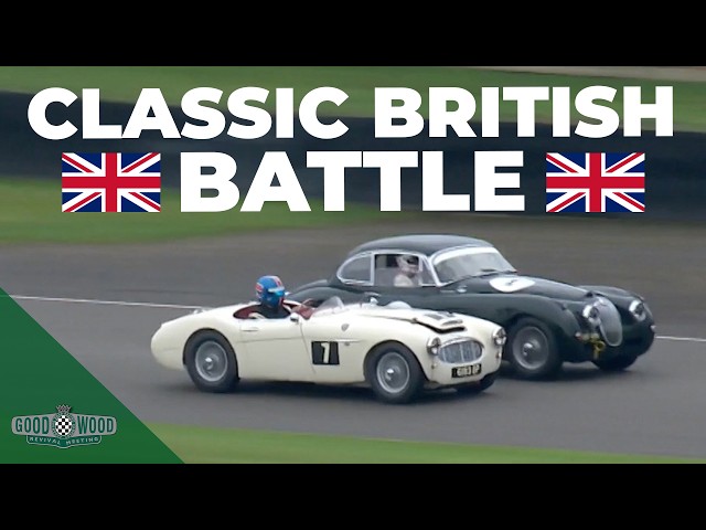 Jaguar XK150 vs Austin Healey: Intense battle for the win! | Goodwood Revival