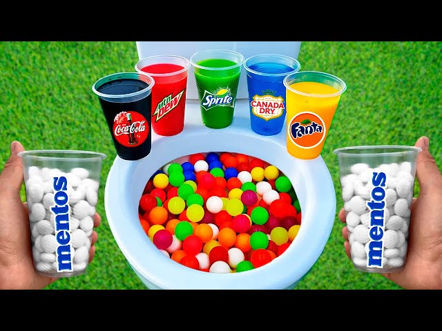 Experiment: Cola Zero VS Colorful Mini Balls, Pepsi, Sprite, Mtn Dew, Canada Dry, Coke and Mentos