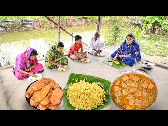 বেগুনি, বাসন্তী পোলাও সাথে মটর পনির রান্না আর দুপুরে জমিয়ে সবাইমিলে খাওয়া দাওয়া || polao Recipe