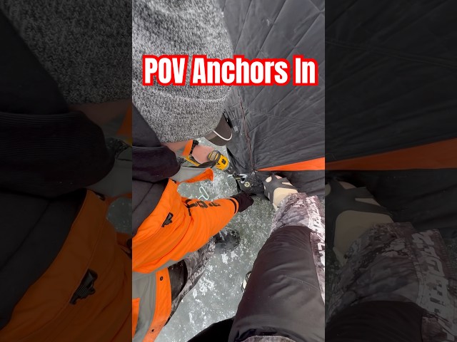 POV Anchors In 🧊 #ice #snow #icefish #outdoors #wisconsin #drill #drilling #asmr #anchor #pov