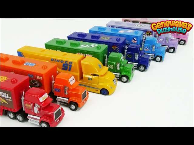 Disney Cars Toy Trucks Color Learning Video for Kids!