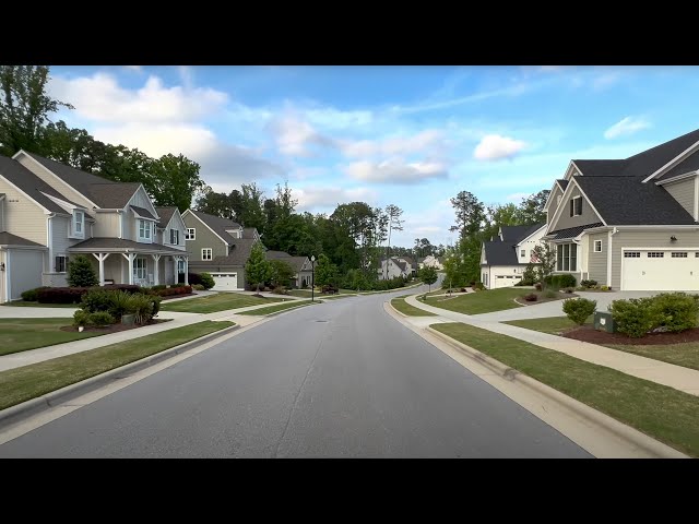 Evening Drive Through Neighborhoods, North Carolina, USA | Driving Sounds for Sleep and Study