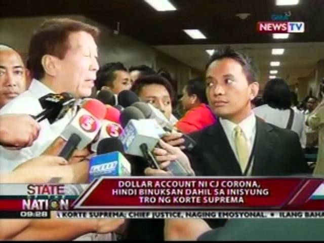 SONA: Dollar Account ni CJ Corona. hindi binuksan dahil sa inisyung TRO ng Korte Suprema