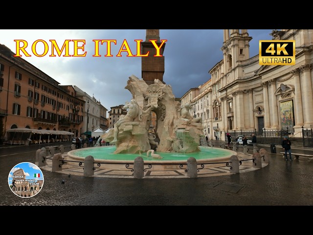 Rome, Italy: Piazza Navona to Trevi Fountain Walking Tour in 4K