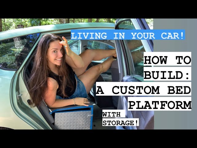 Build a custom bed platform with storage to live in your car! - HOW TO Prius car camper conversion