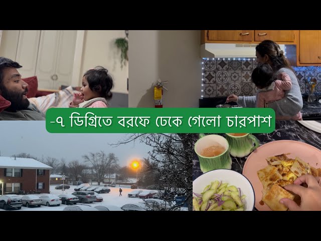 A Snowy Weekday Evening Vlog | Bangladeshi in USA | Shortcut Mughlai Paratha Recipe | Bangla Vlog