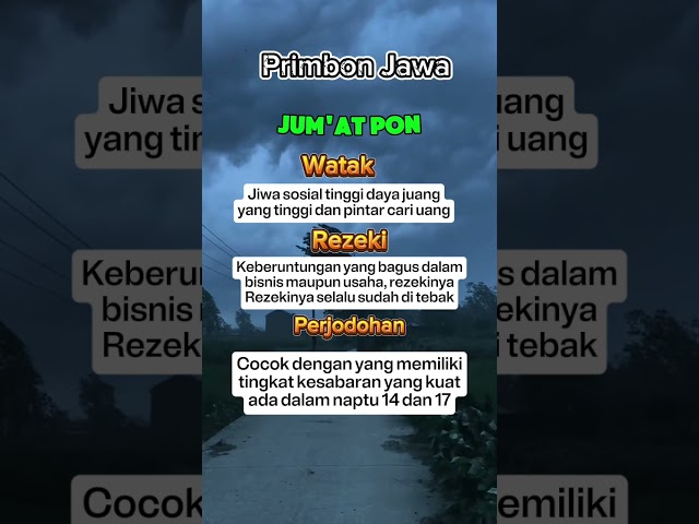 Primbon jawa weton jumat pon karakter rezeki dan perjodohan menurut ramalan jawa #primbonjawa