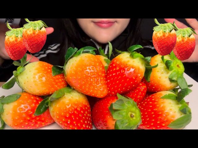 [SUB] 새콤달콤 싱싱한 딸기에 생크림 찍먹 리얼먹방 strawberry and whipped cream real mukbang