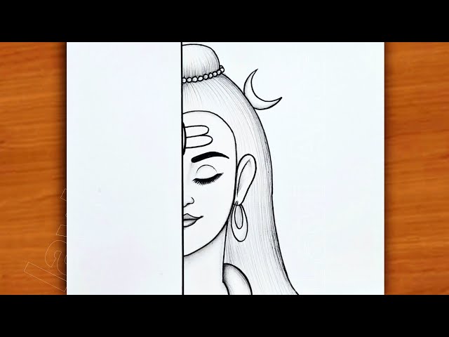 How to Make Mahadev half face drawing| Mahadev drawing|  Lord Shiva drawing| Drawing Pictures| चित्र