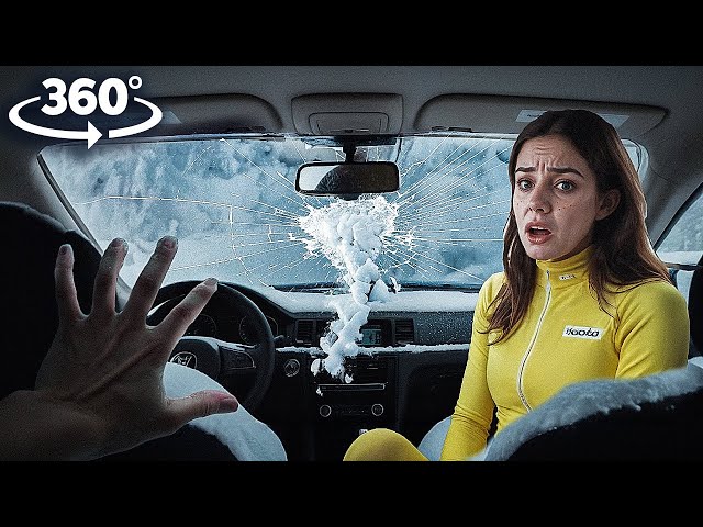 360° VR ESCAPE from a SNOW AVALANCHE in a Car With Girlfriend| Realistic 360 Video 4K Ultra HD