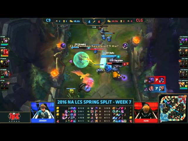 C9 Rush Leesin Outplay CLG Huhi Corki | C9 vs CLG | LCS 2016