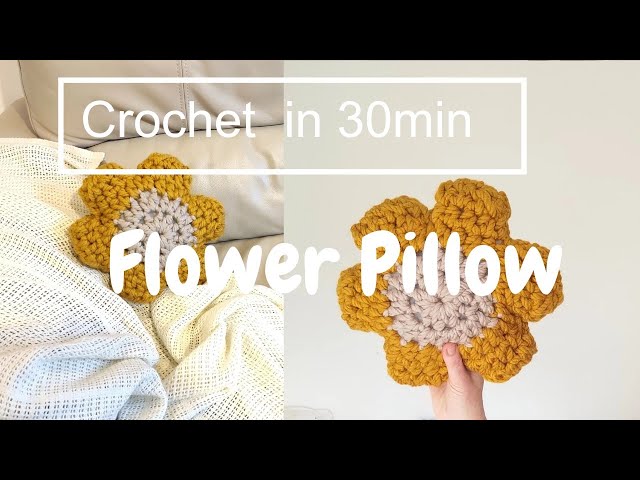 Crochet Flower Pillow  with Chunky Yarn in 30 min/ Quick and easy crochet pattern for beginners.