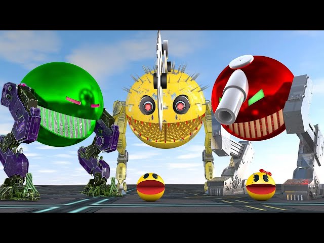 Pacman's Best Adventures Compilation | Pacman vs Two-Legged Tank, Saw & Monster Truck Robots