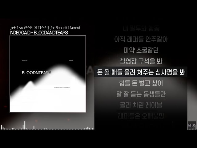 [pH-1 - Men's Tear 디스전] INDEGOAID (인디고에이드) - BLOODANDTEARSㅣ Lyrics / 가사