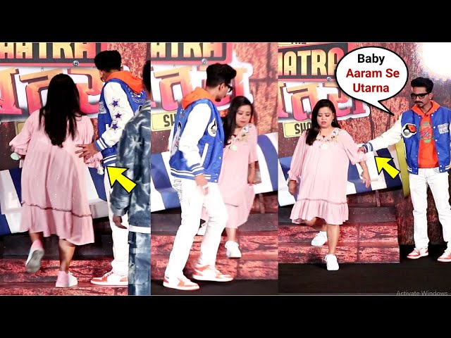 8 Months Pregnant Bharti Singh Husband Haarsh Limbachiyaa Very Protective For Her